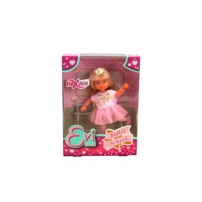 Afbeelding van Simba 105733867 Evi Love Ballet School, pop in schattige ballerinaoutfit met balletstang, volledig beweegbaar, 12 cm speelpop, vanaf 3 jaar