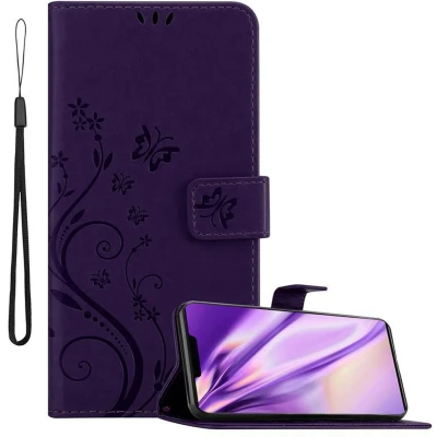 Afbeelding van Cadorabo Hoesje geschikt voor Huawei MATE 30 PRO in BLOEMEN DONKER PAARS Beschermhoes bloemmotief met magnetische sluiting, standfunctie en kaartsleuven Book Case Cover Etui