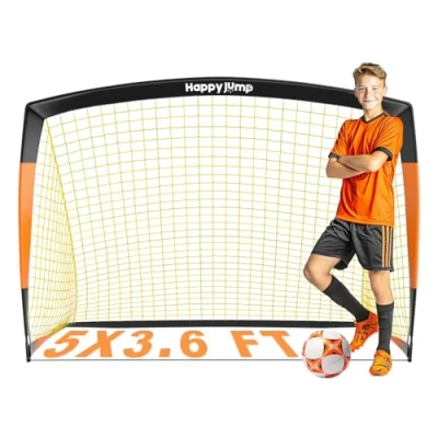 Afbeelding van Happy Jump voetbal doel pop up net post voor tuin training feestelijk cadeau 5&#039;x3.6&#039; (zwart+oranje) 1 Pack