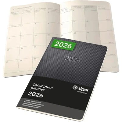 Afbeelding van Sigel agenda 2026 Conceptum maand layout formaat A5 zwart softcover SI C2684