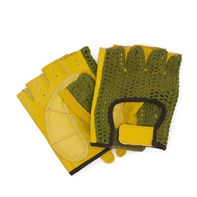 Afbeelding van Adapter Universe Retro lederen vingerloze autohandschoenen, fiets, groen, geel