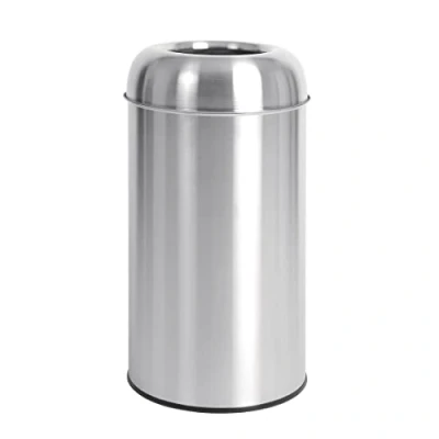 Afbeelding van Bolero RVS bullet afvalbak open top zilver 40L