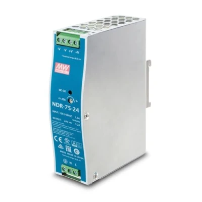 Afbeelding van Planet Technology Corp. Din Rail Voeding 75 watt, 24V (75 W), PC voedingseenheid, Blauw, Grijs