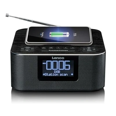 Afbeelding van Lenco CR 650BK DAB+/ FM wekkerradio met Bluetooth® en draadloos opladen, zwart Black