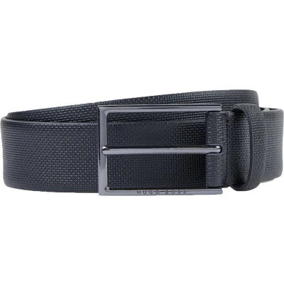 Afbeelding van BOSS Leren Riem Carmello S Leather Belt W120 Black Zwart