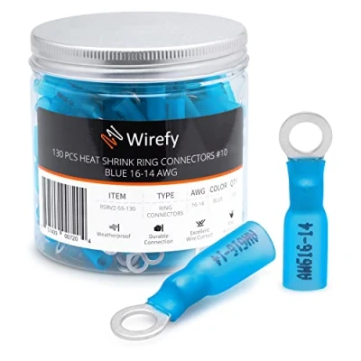 Afbeelding van Wirefy 130 Stuks M5 Kabeloog Kabelschoenen Krimpkous Auto&#039;s Rond Connector Kit Geïsoleerd 1,5 2,5 mm²