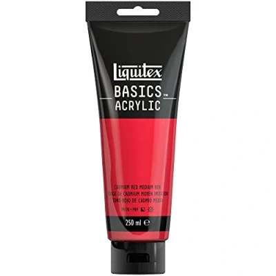 Afbeelding van Liquitex Basics 88700216 Monopigmenteerde acrylverf, kunstenaarspigmenten, lichtecht, gemiddelde viscositeit, achivkwaliteit, zijdeglanzende afwerking, 250ml Cadmium Red Medium Hue