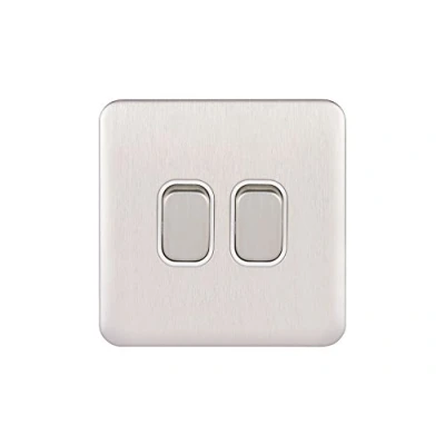 Afbeelding van Schneider Electric ggbl1022wsss glad schroefloos deco 10 AX 2 G W schakelaar wit, 240 V, roestvrij staal
