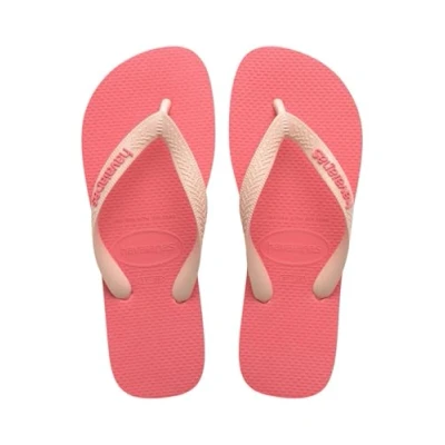 Afbeelding van Havaianas Top Pop Up logo, comfortabel, stijlvol en veelzijdig, gebaseerd op het topmodel, riemen met zichtbaar antislipzool, volwassenen uniseks, Roze porselein, 33/34 EU
