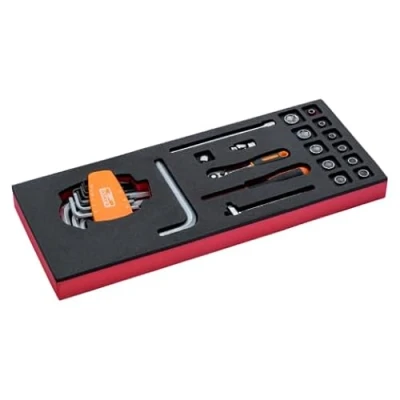 Afbeelding van Bahco Foaminlay Fit&amp;Go 1/3 met doppen en toebehoren 1/4&quot; 19 delig FF1E2003