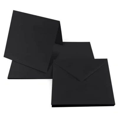 Afbeelding van Netuno ZR 25 vouwkaarten blanco met envelop dubbele kaarten zwart + vierkante enveloppen 14 x cm regenboogkaartenset vierkant geKleur d25 stuk