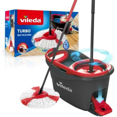 Afbeelding van Vileda Turbo 2in1 complete set met spinmop en emmer pedaalpers Microvezelmop