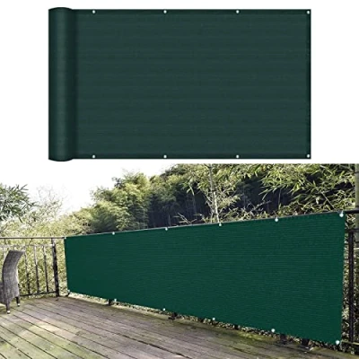 Afbeelding van Balkonscherm 120 x 1000 cm Weerbestendig uv Bescherming van de privacy met Touw Kabelbinder voor balkonleuningen tuin, Groen