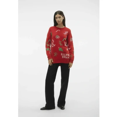 Afbeelding van Vero Moda Vmxmasparty LS Trui, Dames, Maat: XXS/XS, Chinese red