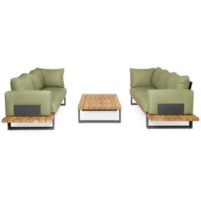 Afbeelding van SUNS Nardo sofa loungeset 5 delig soft green mixed weave / matt royal grey