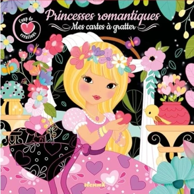 Afbeelding van Coup de cœur créations Mes cartes à gratter Princesses romantiques Dès 5 ans: gratter. Avec 10 et 1 bâtonnet
