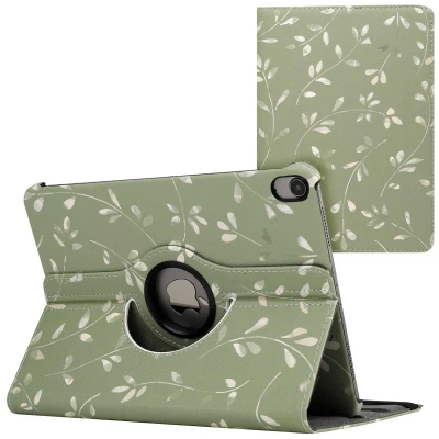 Afbeelding van Apple iPad Air (2020) Hoes: iMoshion 360 Draaibare Design Bookcase 2.0 Green Flowers Kunstleder Tablet Hoezen