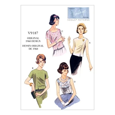 Afbeelding van Vogue Patterns 9187A5 patroon 9187 A5, bovenstuk voor dames, maten 34 42 (6 8 10 12 14)