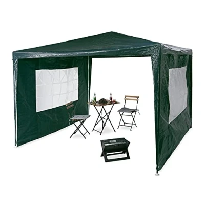 Afbeelding van Relaxdays partytent met 2 zijwanden 3x3 m waterafstotend groen