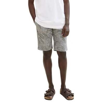 Afbeelding van TOM Tailor Regular Shorts, Heren, Maat: 34, Olive palm leaf design