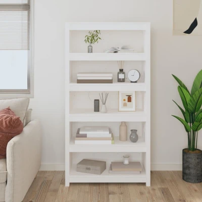 Afbeelding van Boekenkast 80x35x154 cm massief grenenhout wit