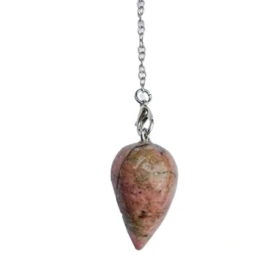 Afbeelding van Pendel Divinatorische Rhodoniet waterdruppelvormige slinger, wensroede, natuursteen, vintage kristal, slinger voor chakra, reiki, waarzeggerij (rhodoniet)