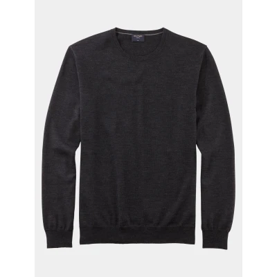 Afbeelding van OLYMP modern fit trui wol O hals antraciet Maat: 4XL