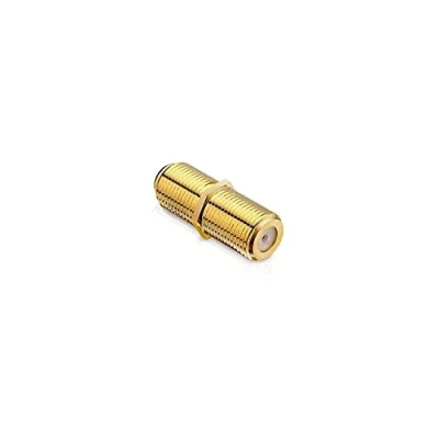 Afbeelding van conecto F connector, koppeling, bus naar bus, adapter voor het verlengen van antennekabel/coaxiale kabel, verguld, set 1