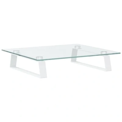 Afbeelding van vidaXL Monitorstandaard 40x35x8 cm gehard glas en metaal wit