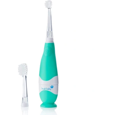 Afbeelding van Brush Baby BabySonic Electrische Tandenborstel (0 3 jaar) Lichtgevend Timer &amp; Pulse Zuignapvoet Groen Incl. 2 opzetborstels en batterij