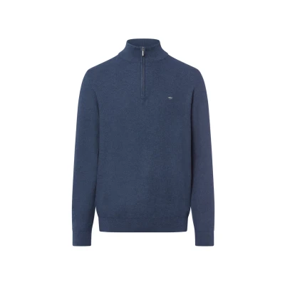 Afbeelding van Fynch Hatton Half Zip Sweater blauw, Effen