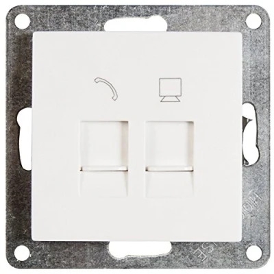 Afbeelding van MC POWER: RJ45 + RJ11 doos, Flair, voor ISDN, Cat, UP, wit, mat