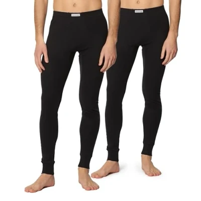 Afbeelding van Timone Heren Thermobroek Sport Sporbroek Lang Katoen TI TI30 127 2 pack Zwart/Zwart M