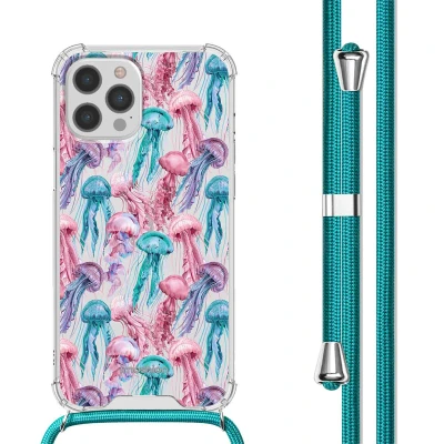 Afbeelding van Apple iPhone 12 Hoesje Kunststof iMoshion Softcase/Koordhoesje/Backcover Jellyfish Watercolor Telefoonhoesje