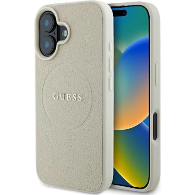 Afbeelding van Guess GUHMP16SPGHSMME iPhone 16 6.1&quot; beige/beige hardcase Grained Ring MagSafe
