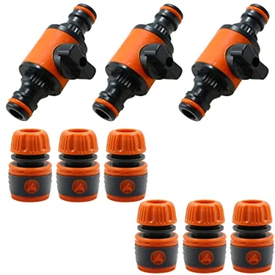 Afbeelding van Tuinslangkoppeling, slangkoppeling met regelventiel, tuinslang, afsluitkraan, waterslangconnector voor 1/2 inch slang, 3 stuks