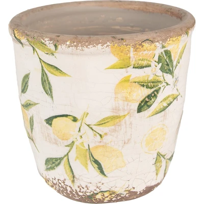 Afbeelding van Clayre &amp; Eef Bloempot Ø 11x10 cm Geel Keramiek Citroen