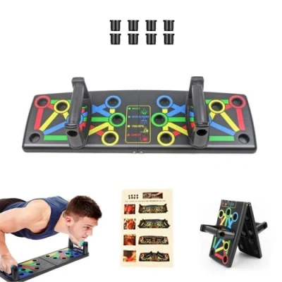 Afbeelding van Multifunctionele 14 in 1, push up rack board, opvouwbaar, met handgrepen voor spiertraining, training thuis.