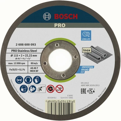 Afbeelding van Bosch Accessoires Doorslijpschijf recht Expert for INOX AS 46 T BF, 115 mm, 22,23 2,0 mm 1 stuks 2608600093