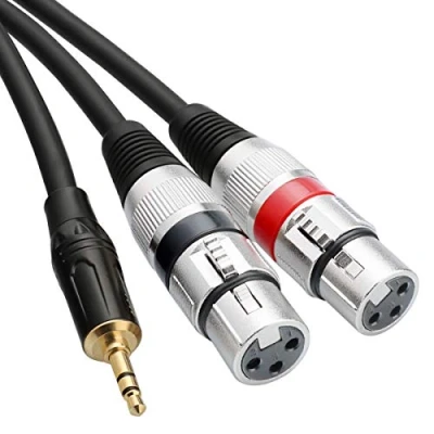 Afbeelding van TISINO Dual XLR naar 3,5 mm jack microfoonkabel, ongebalanceerde 2 vrouwelijk mini 1/8 &quot;Y splitter breakout lood 3 m