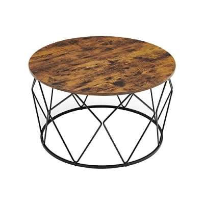 Afbeelding van VASAGLE Ronde salontafel, woonkamerkast, stalen frame, voor woonkamer, slaapkamer, kantoor, industriële stijl, rustiek bruin en zwart LCT040B01