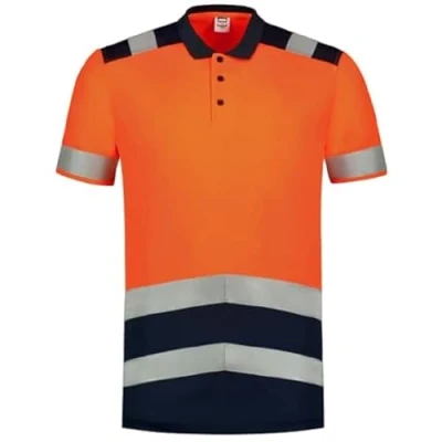 Afbeelding van Tricorp 203007 Veiligheidswaarschuwing bicolor poloshirt, 50% polyester/50% polyester, CoolDry, 180 g/m², fluor oranje inkt, maat 4XL