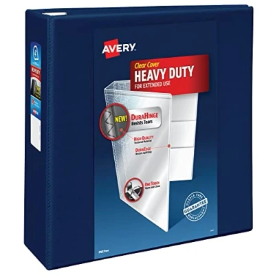 Afbeelding van Avery Heavy Duty View 3 ringband, 4&quot; One Touch EZD ring, houdt 8,5 &quot;x 11&quot; papier, 1 marineblauw bindmiddel (79804)