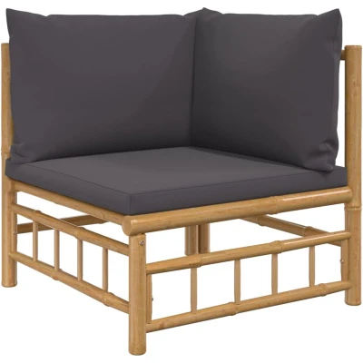 Afbeelding van vidaXL 4 delige Loungeset met kussens bamboe donkergrijs