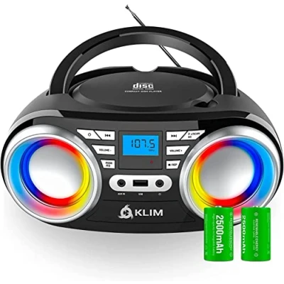 Afbeelding van KLIM Boombox B3 Portable CD Player System + FM Radio, CD, MP3, Bluetooth, Aux, USB kabel en draadloze werking met oplaadbare batterij verbeterde laserlens digitale EQ