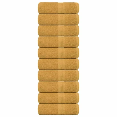 Afbeelding van vidaXL Gastendoekjes 10 st 30x50 cm 360 g/m² 100% katoen goudkleurig