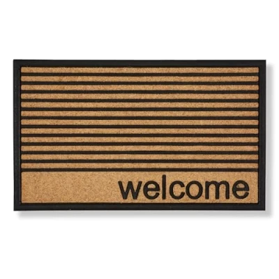 Afbeelding van Border Graphic buitendeurmat buitenstofmat entreemat van rubber en polypropyleen antislip deurmat 45 x 75 cm Welkom