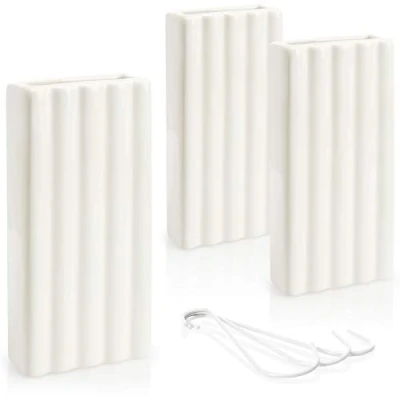 Afbeelding van COM FOUR® 3x luchtbevochtiger verwarming radiator in wit waterverdamper van keramiek gestreept design (witte strepen)