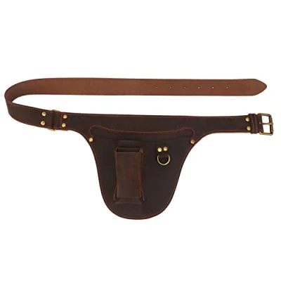 Afbeelding van TOURBON Lederen Tuin Tool Bag Verstelbare Taille Werk Riem Pouch voor Elektriciens Timmerlieden