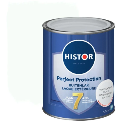 Afbeelding van Histor Perfect Protection Buitenlak Houtlak Houtverf voor Buiten Hoogglans Verf Hout Buitenverf Verkeerswit RAL 9016 0.75 L